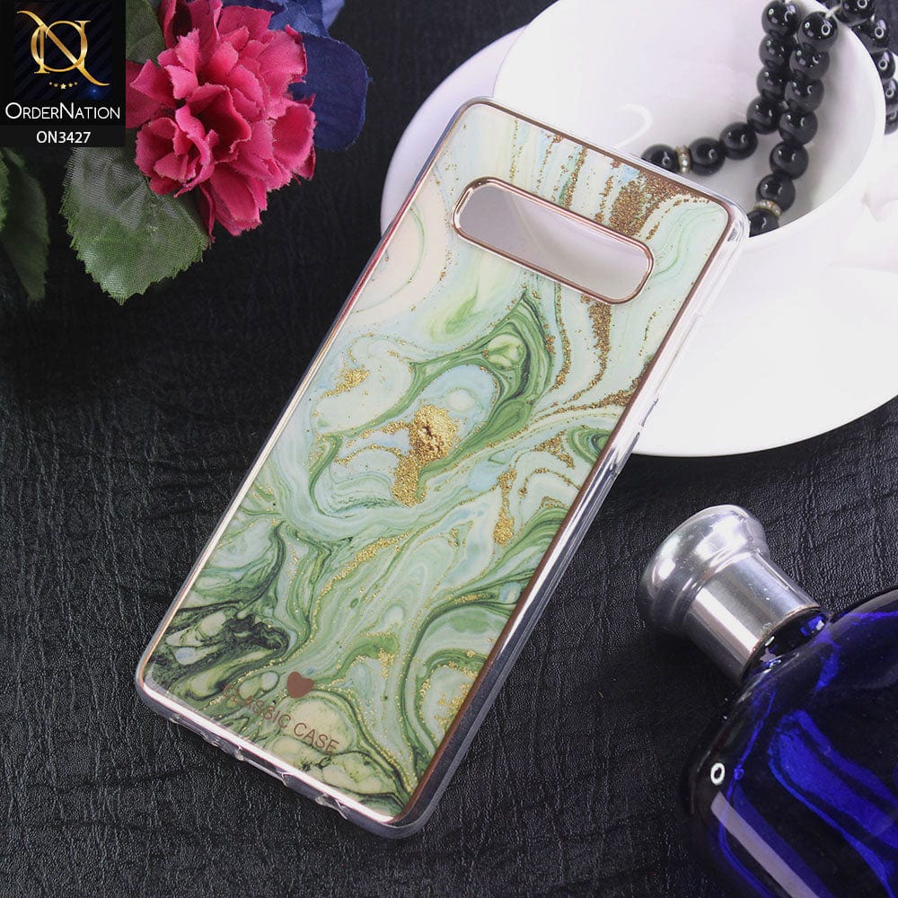 Samsung Galaxy S10 Plus Cover - Design 1 - New Marble Series Acrylic With Electroplated Soft Borders Case
