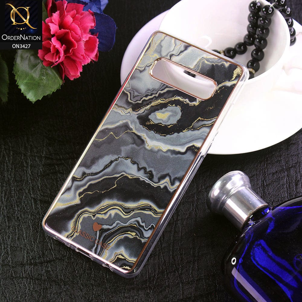 Samsung Galaxy S10 Plus Cover - Design 3 - New Marble Series Acrylic With Electroplated Soft Borders Case