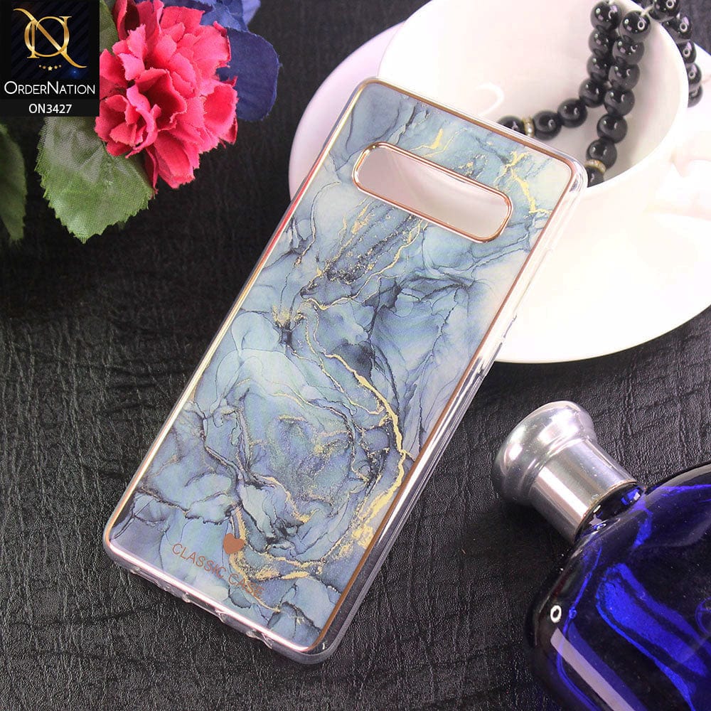Samsung Galaxy S10 Plus Cover - Design 5 - New Marble Series Acrylic With Electroplated Soft Borders Case