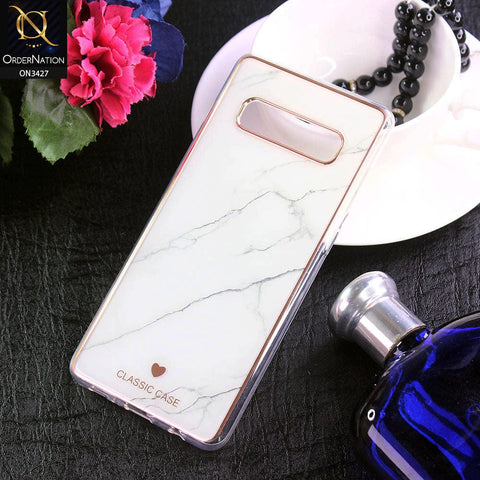 Samsung Galaxy S10 Plus Cover - Design 6 - New Marble Series Acrylic With Electroplated Soft Borders Case