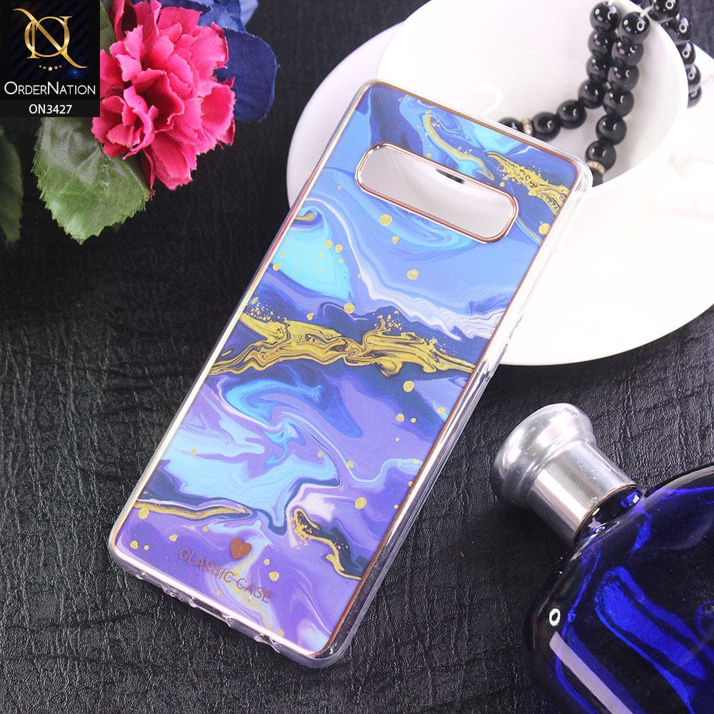 Samsung Galaxy S10 Plus Cover - Design 8 - New Marble Series Acrylic With Electroplated Soft Borders Case