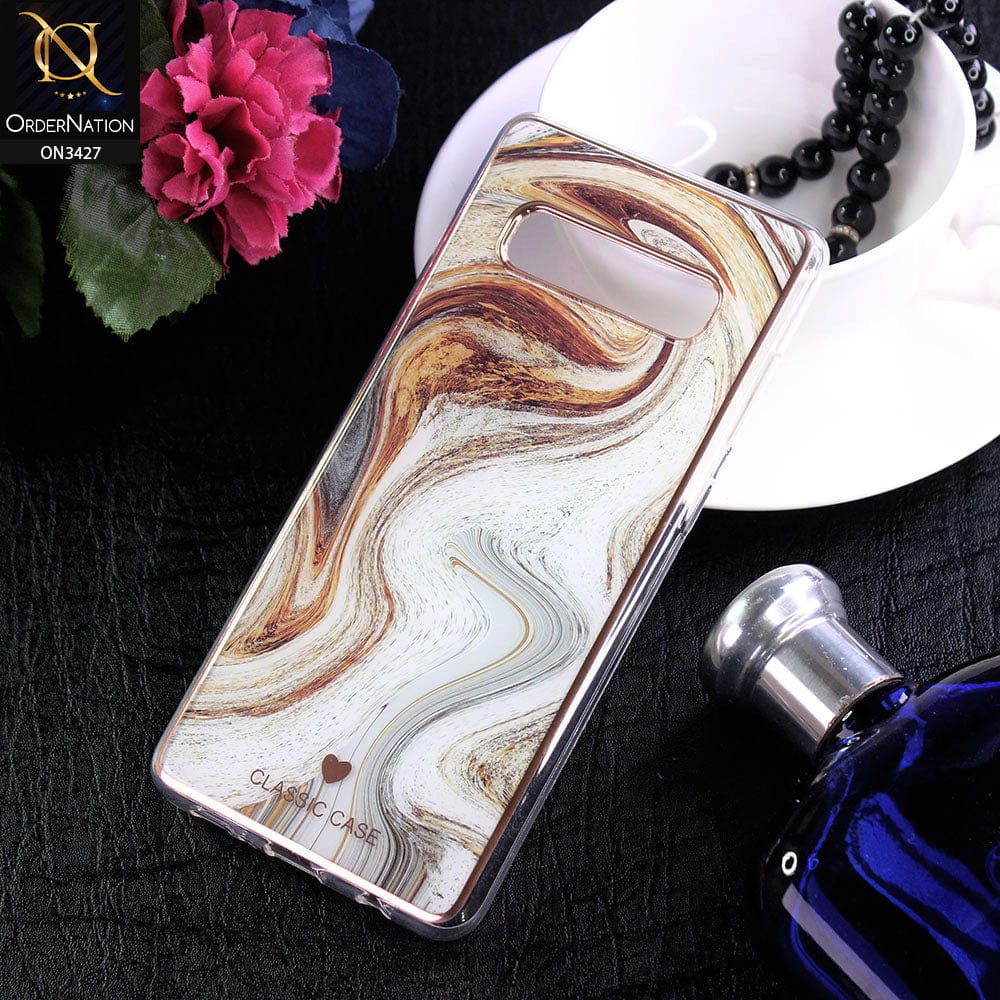 Samsung Galaxy S10 Plus Cover - Design 9 - New Marble Series Acrylic With Electroplated Soft Borders Case
