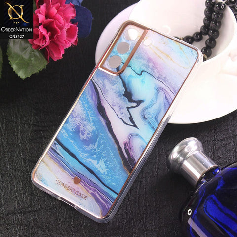 Samsung Galaxy S21 FE 5G Cover - Design 11 - New Marble Series Acrylic With Electroplated Soft Borders Case