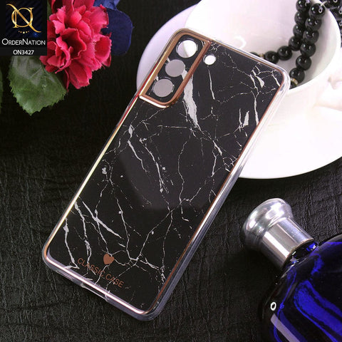 Samsung Galaxy S21 FE 5G Cover - Design 4 - New Marble Series Acrylic With Electroplated Soft Borders Case