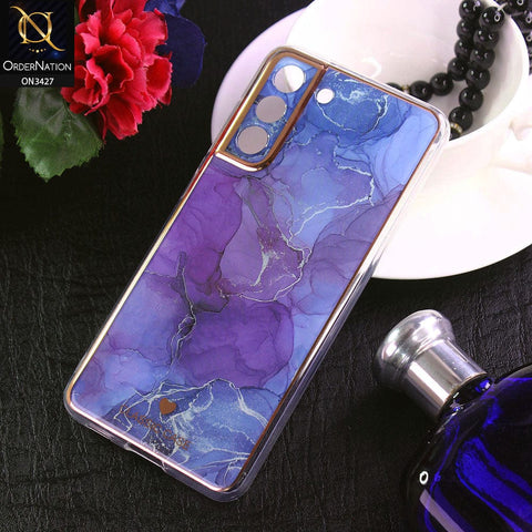 Samsung Galaxy S21 FE 5G Cover - Design 7 - New Marble Series Acrylic With Electroplated Soft Borders Case