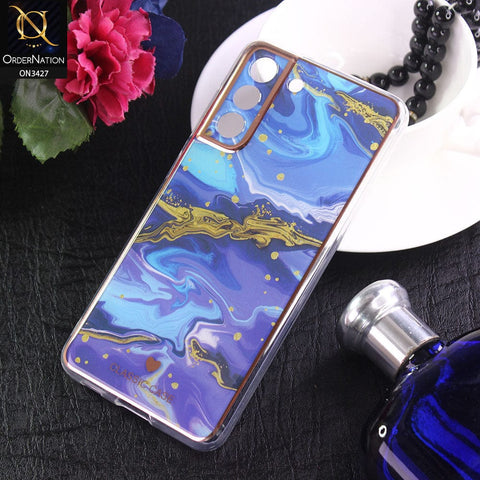 Samsung Galaxy S21 FE 5G Cover - Design 8 - New Marble Series Acrylic With Electroplated Soft Borders Case