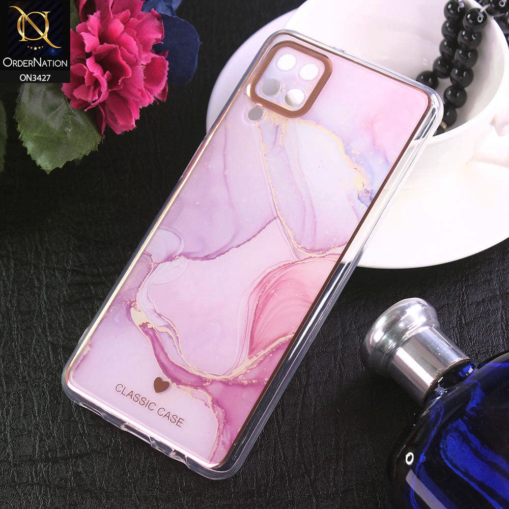 Samsung Galaxy A12 Nacho Cover - Design 10 - New Marble Series Acrylic With Electroplated Soft Borders Case