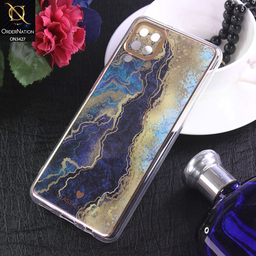 Samsung Galaxy A12 Nacho Cover - Design 12 - New Marble Series Acrylic With Electroplated Soft Borders Case