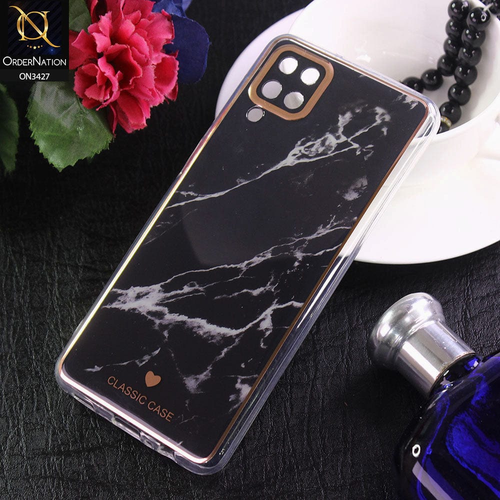 Samsung Galaxy A12 Nacho Cover - Design 2 - New Marble Series Acrylic With Electroplated Soft Borders Case