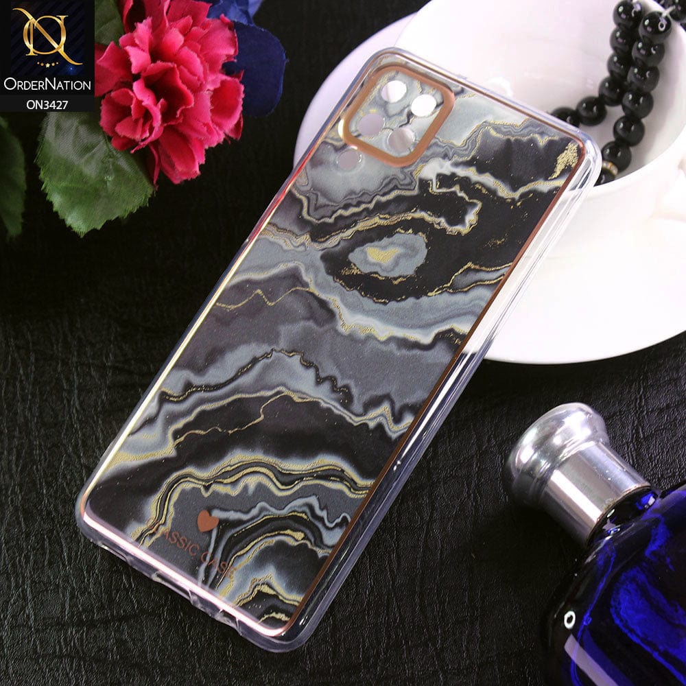 Samsung Galaxy A12 Nacho Cover - Design 3 - New Marble Series Acrylic With Electroplated Soft Borders Case