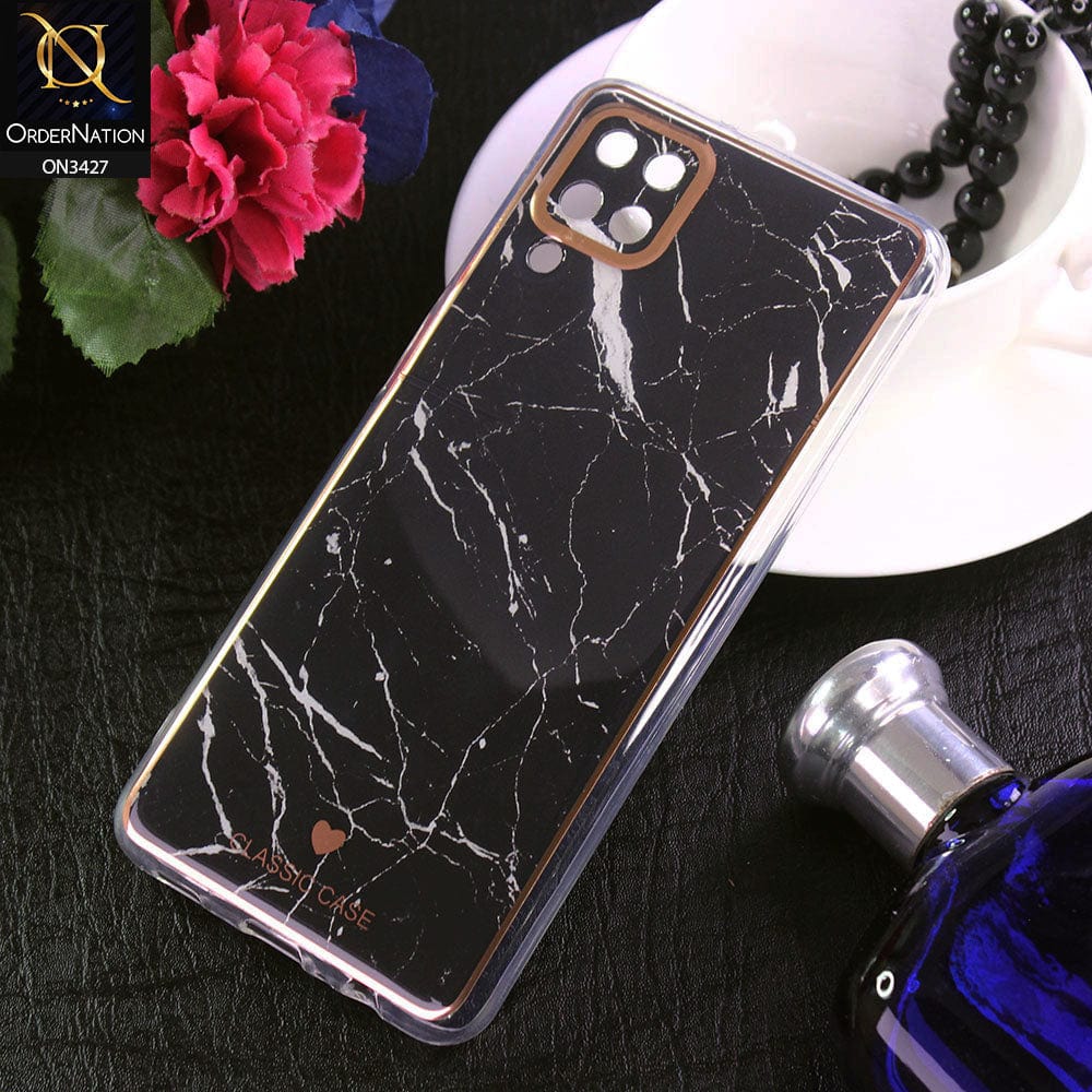 Samsung Galaxy A12 Nacho Cover - Design 4 - New Marble Series Acrylic With Electroplated Soft Borders Case