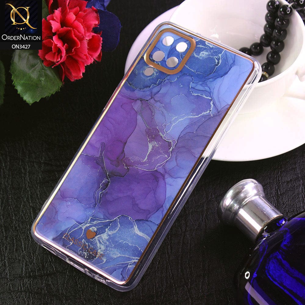 Samsung Galaxy A12 Cover - Design 7 - New Marble Series Acrylic With Electroplated Soft Borders Case