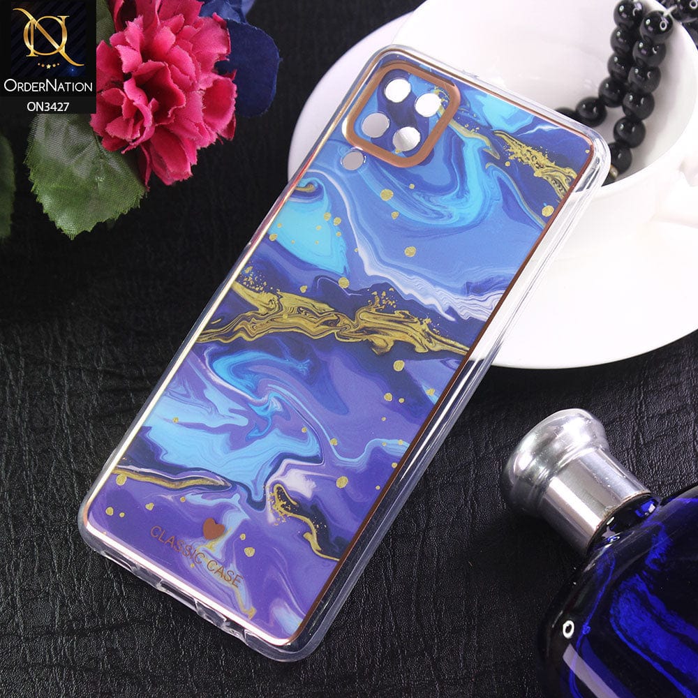 Samsung Galaxy A12 Cover - Design 8 - New Marble Series Acrylic With Electroplated Soft Borders Case