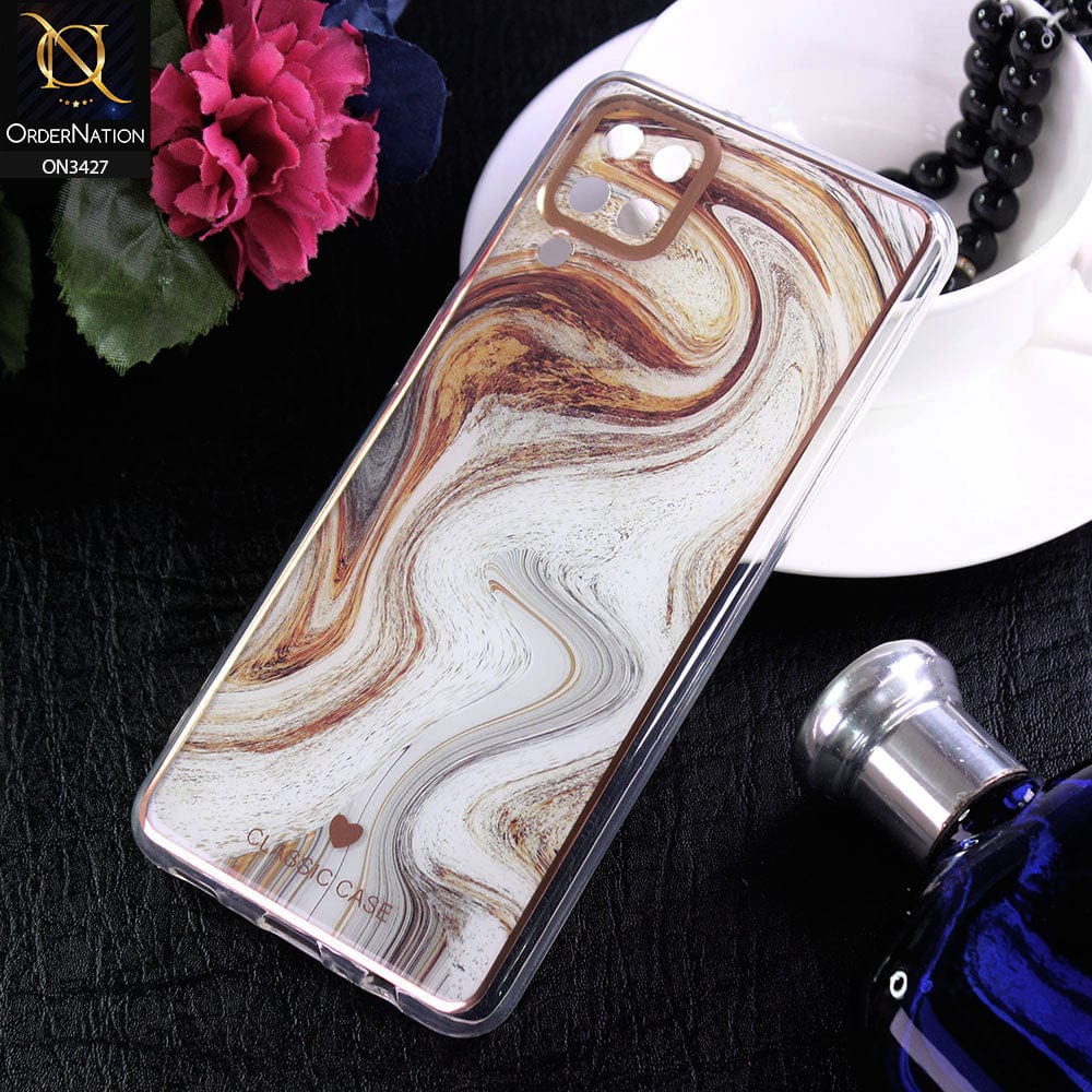 Samsung Galaxy A12 Nacho Cover - Design 9 - New Marble Series Acrylic With Electroplated Soft Borders Case