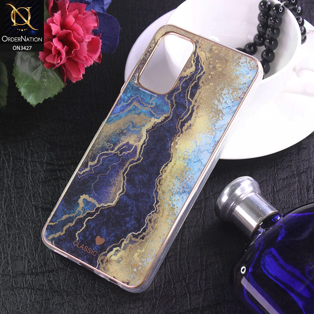 Samsung Galaxy A13 Cover - Design 12 - New Marble Series Acrylic With Electroplated Soft Borders Case