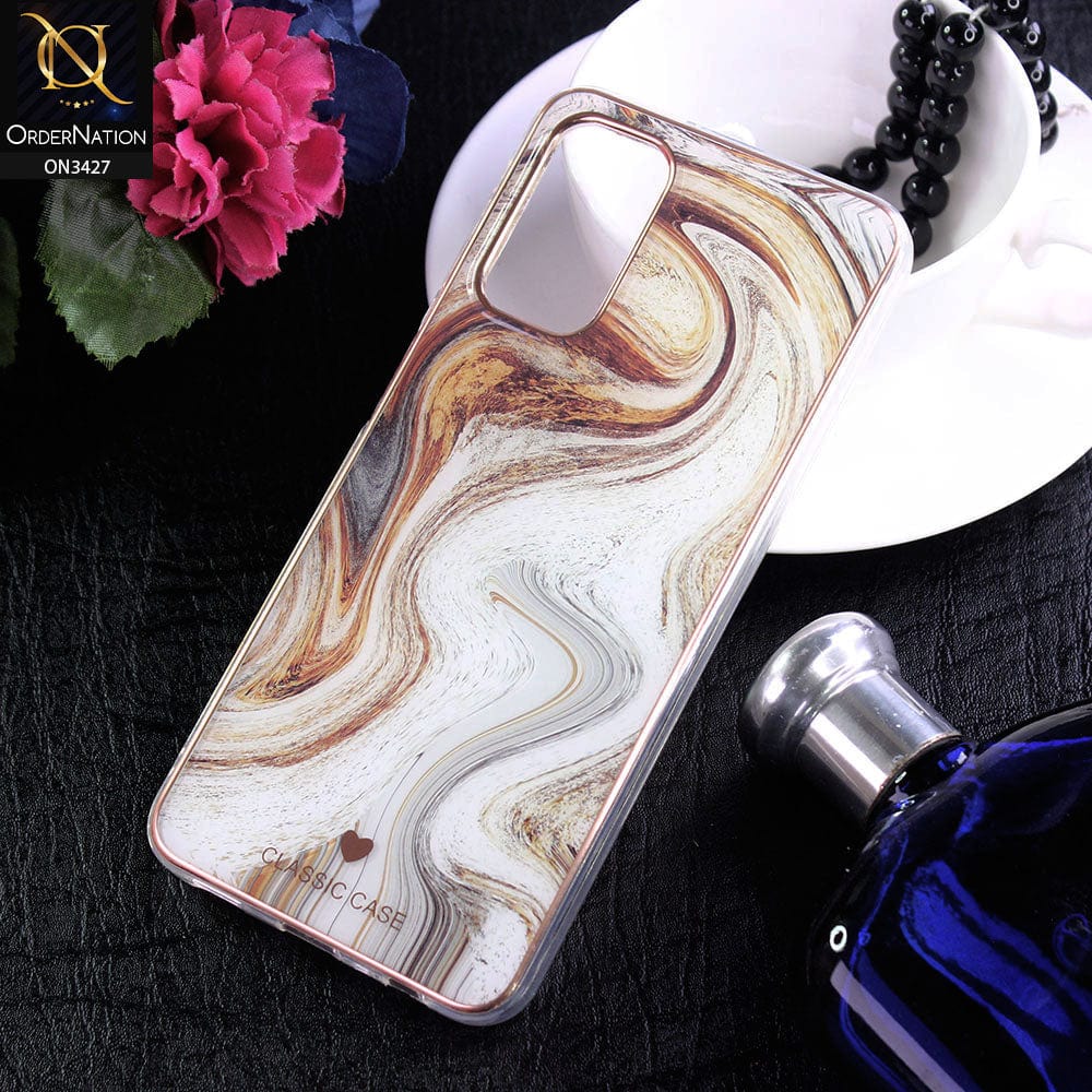 Samsung Galaxy A13 Cover - Design 9 - New Marble Series Acrylic With Electroplated Soft Borders Case