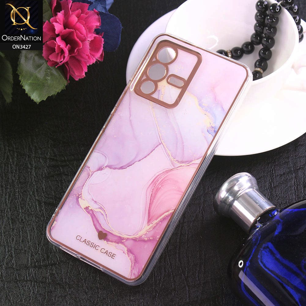 Vivo S12 Cover - Design 10 - New Marble Series Acrylic With Electroplated Soft Borders Case