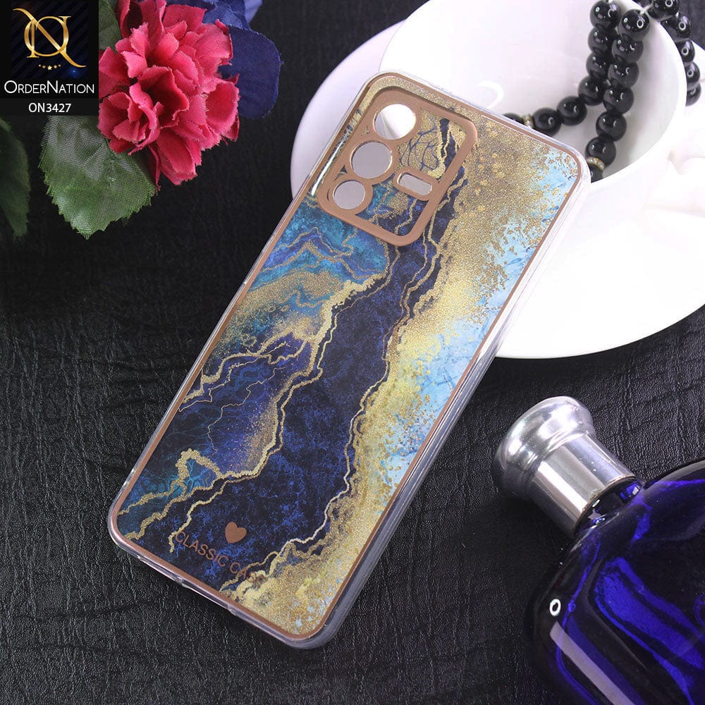 Vivo V23 5G Cover - Design 12 - New Marble Series Acrylic With Electroplated Soft Borders Case