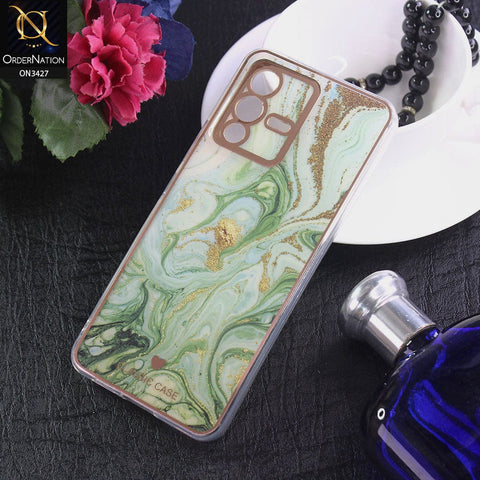 Vivo V23 5G Cover - Design 1 - New Marble Series Acrylic With Electroplated Soft Borders Case
