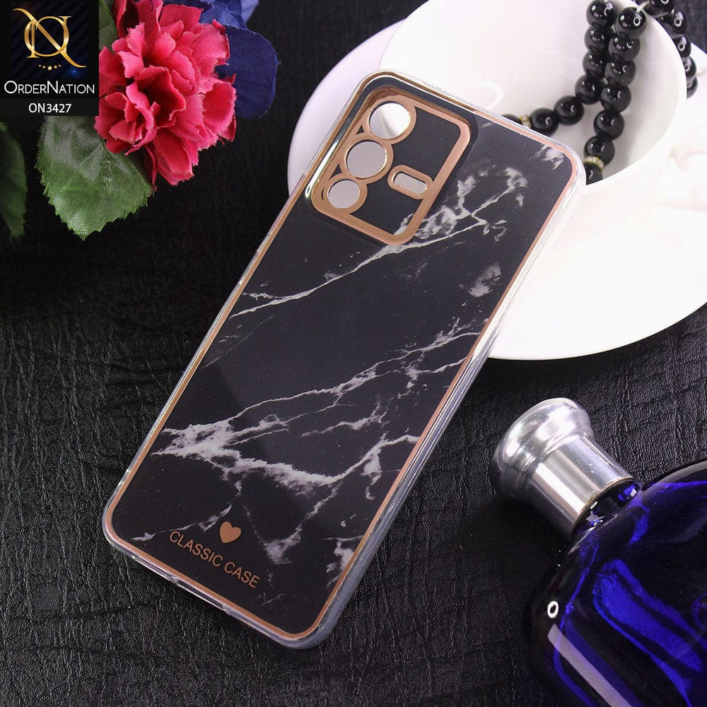 Vivo S12 Cover - Design 2 - New Marble Series Acrylic With Electroplated Soft Borders Case