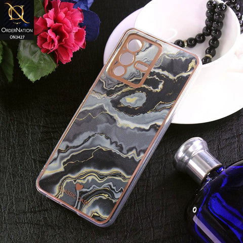 Vivo S12 Cover - Design 3 - New Marble Series Acrylic With Electroplated Soft Borders Case