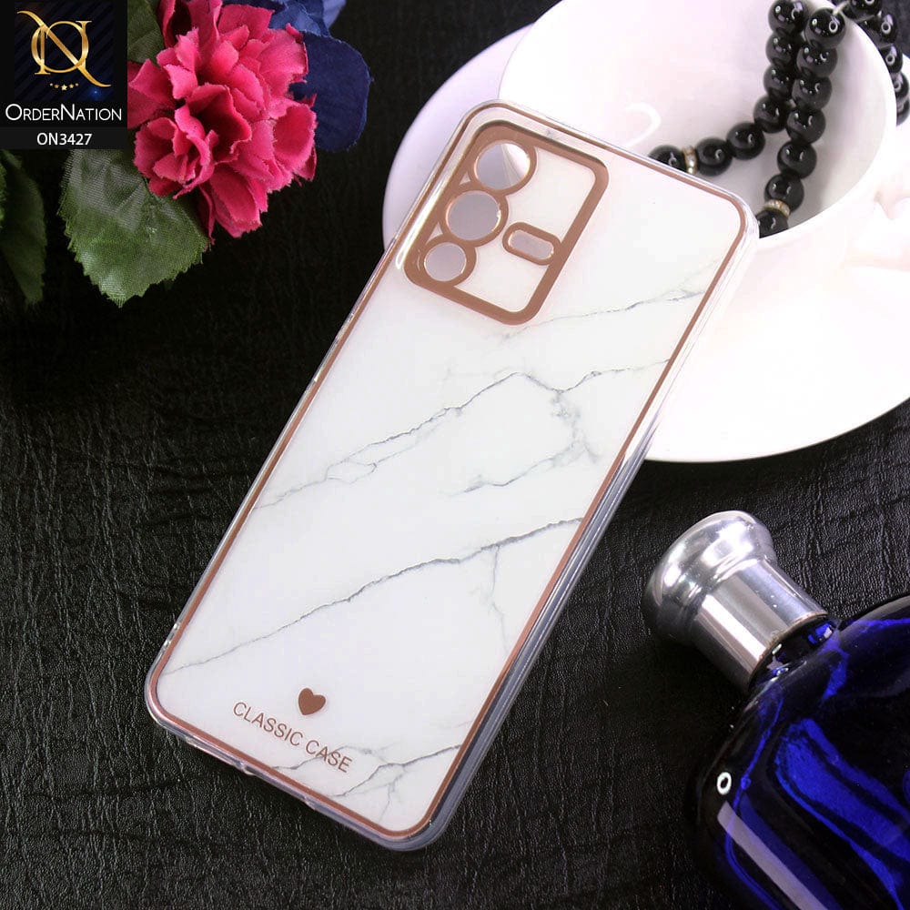Vivo S12 Cover - Design 6 - New Marble Series Acrylic With Electroplated Soft Borders Case