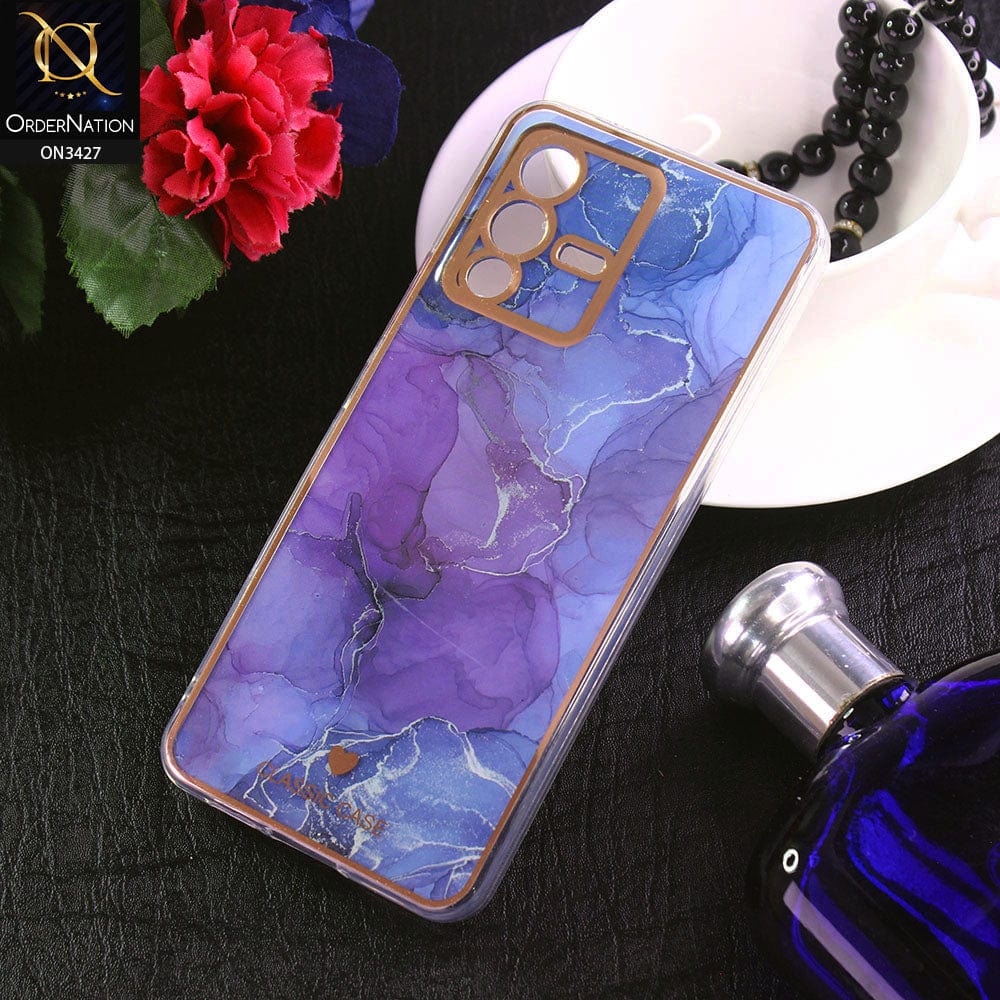 Vivo S12 Cover - Design 7 - New Marble Series Acrylic With Electroplated Soft Borders Case
