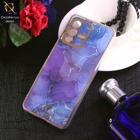 Vivo S12 Cover - Design 7 - New Marble Series Acrylic With Electroplated Soft Borders Case