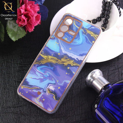 Vivo S12 Cover - Design 8 - New Marble Series Acrylic With Electroplated Soft Borders Case