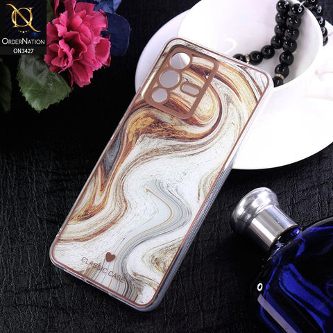 Vivo S12 Cover - Design 9 - New Marble Series Acrylic With Electroplated Soft Borders Case