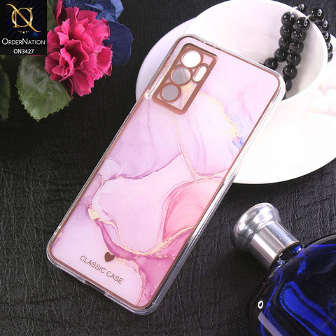 Vivo V23e Cover - Design 10 - New Marble Series Acrylic With Electroplated Soft Borders Case