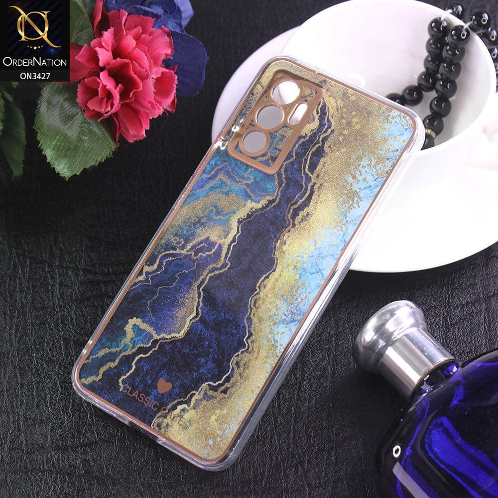 Vivo V23e Cover - Design 12 - New Marble Series Acrylic With Electroplated Soft Borders Case