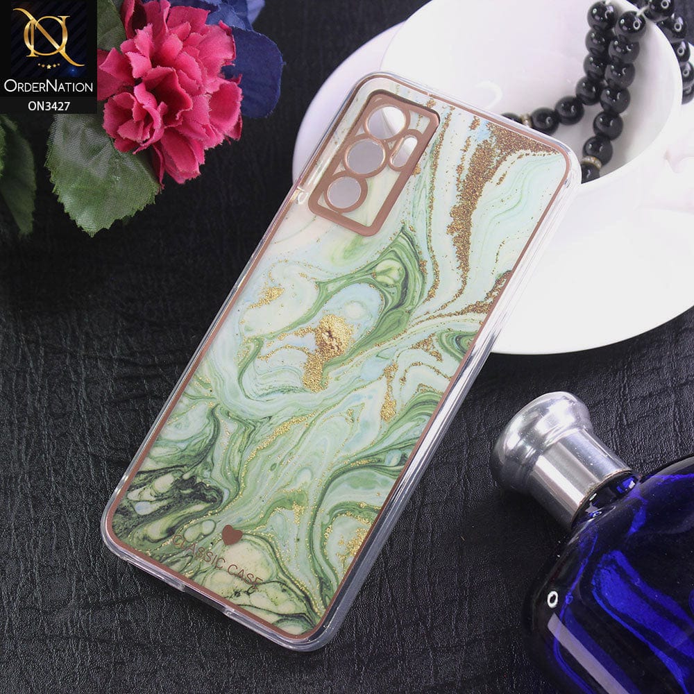 Vivo V23e Cover - Design 1 - New Marble Series Acrylic With Electroplated Soft Borders Case