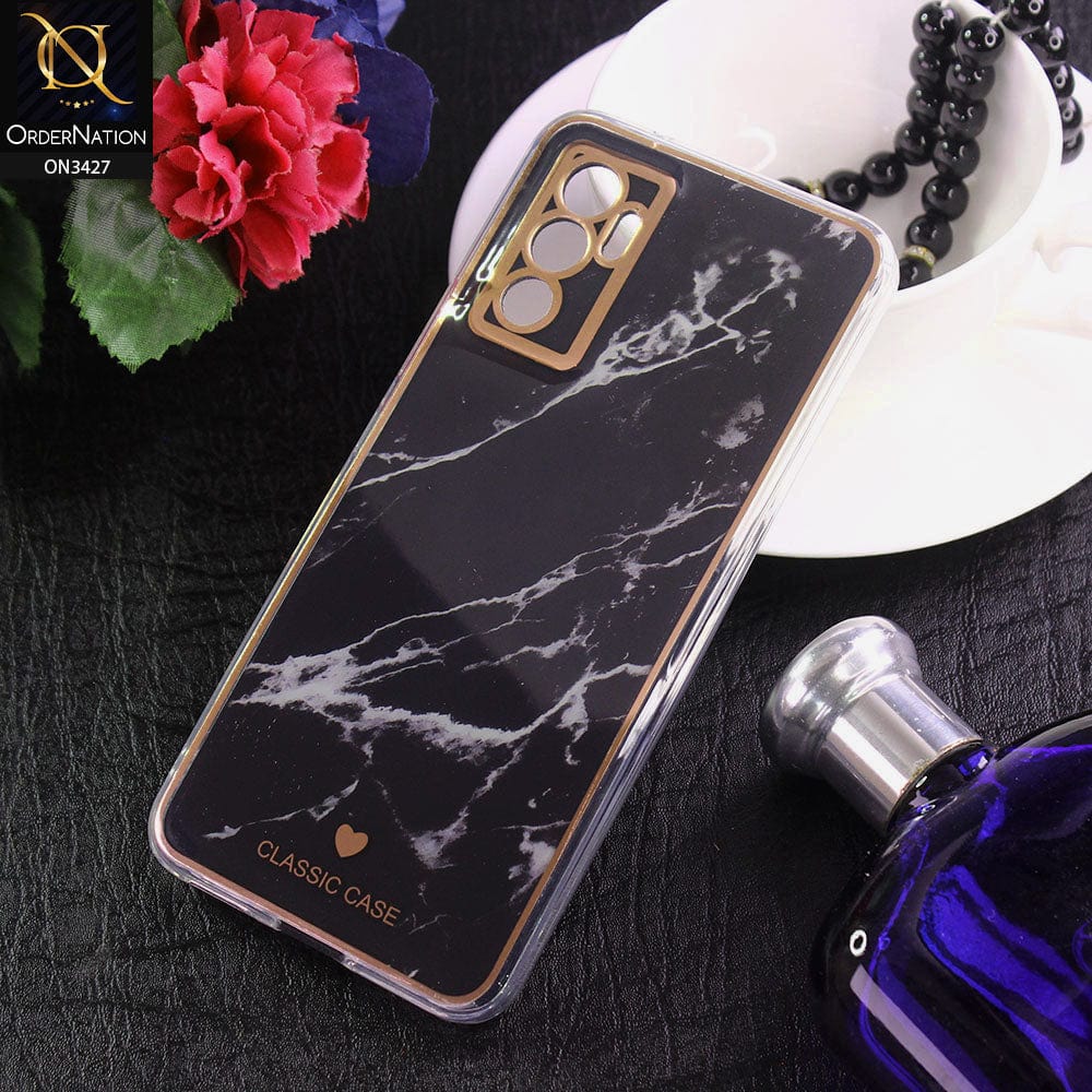 Vivo V23e Cover - Design 2 - New Marble Series Acrylic With Electroplated Soft Borders Case