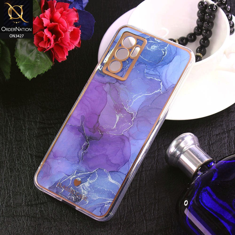 Vivo V23e Cover - Design 7 - New Marble Series Acrylic With Electroplated Soft Borders Case