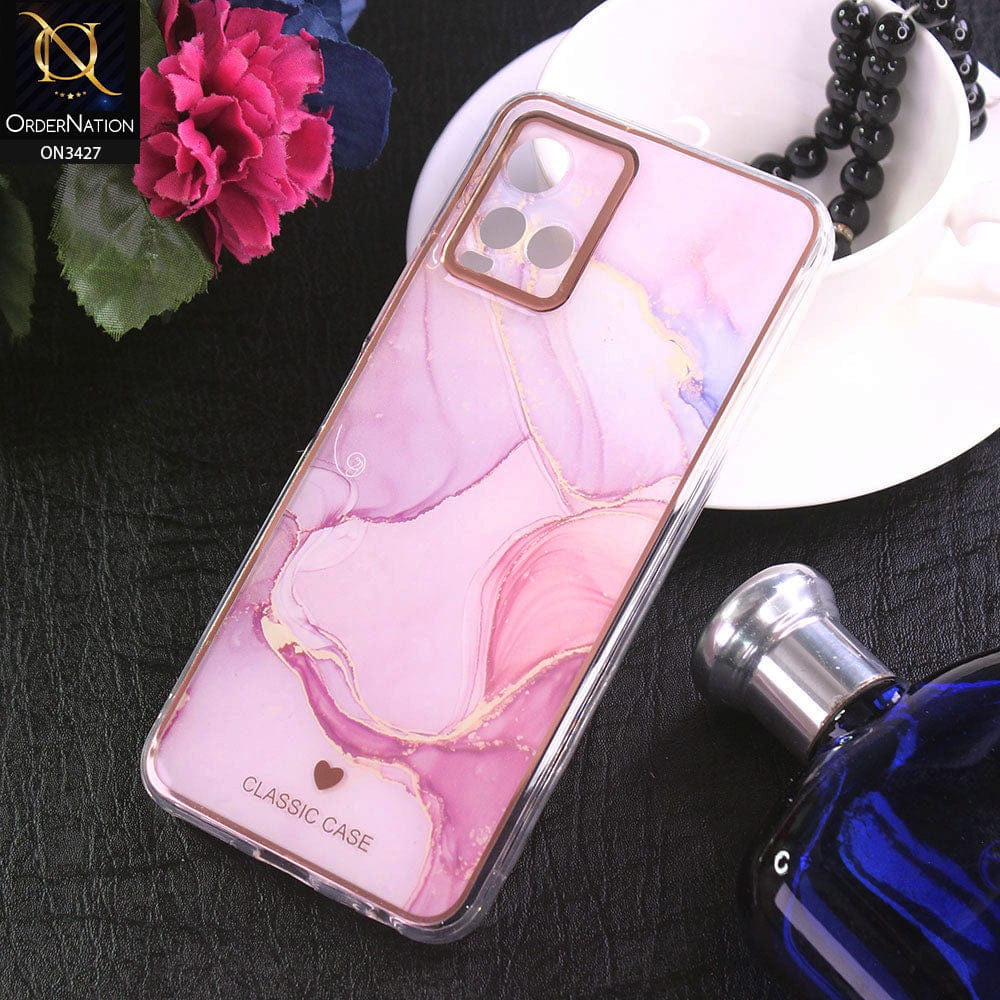 Vivo Y33t Cover - Design 10 - New Marble Series Acrylic With Electroplated Soft Borders Case