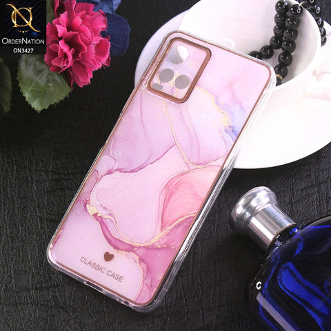 Vivo Y21 Cover - Design 10 - New Marble Series Acrylic With Electroplated Soft Borders Case