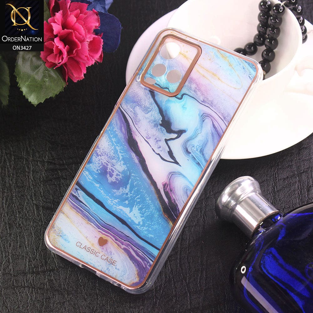 Vivo Y33s Cover - Design 11 - New Marble Series Acrylic With Electroplated Soft Borders Case
