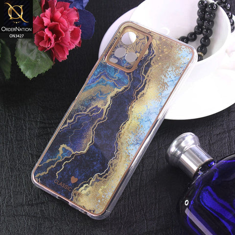 Vivo Y33t Cover - Design 12 - New Marble Series Acrylic With Electroplated Soft Borders Case