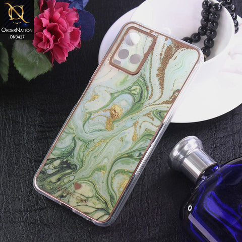 Vivo Y21s Cover - Design 1 - New Marble Series Acrylic With Electroplated Soft Borders Case