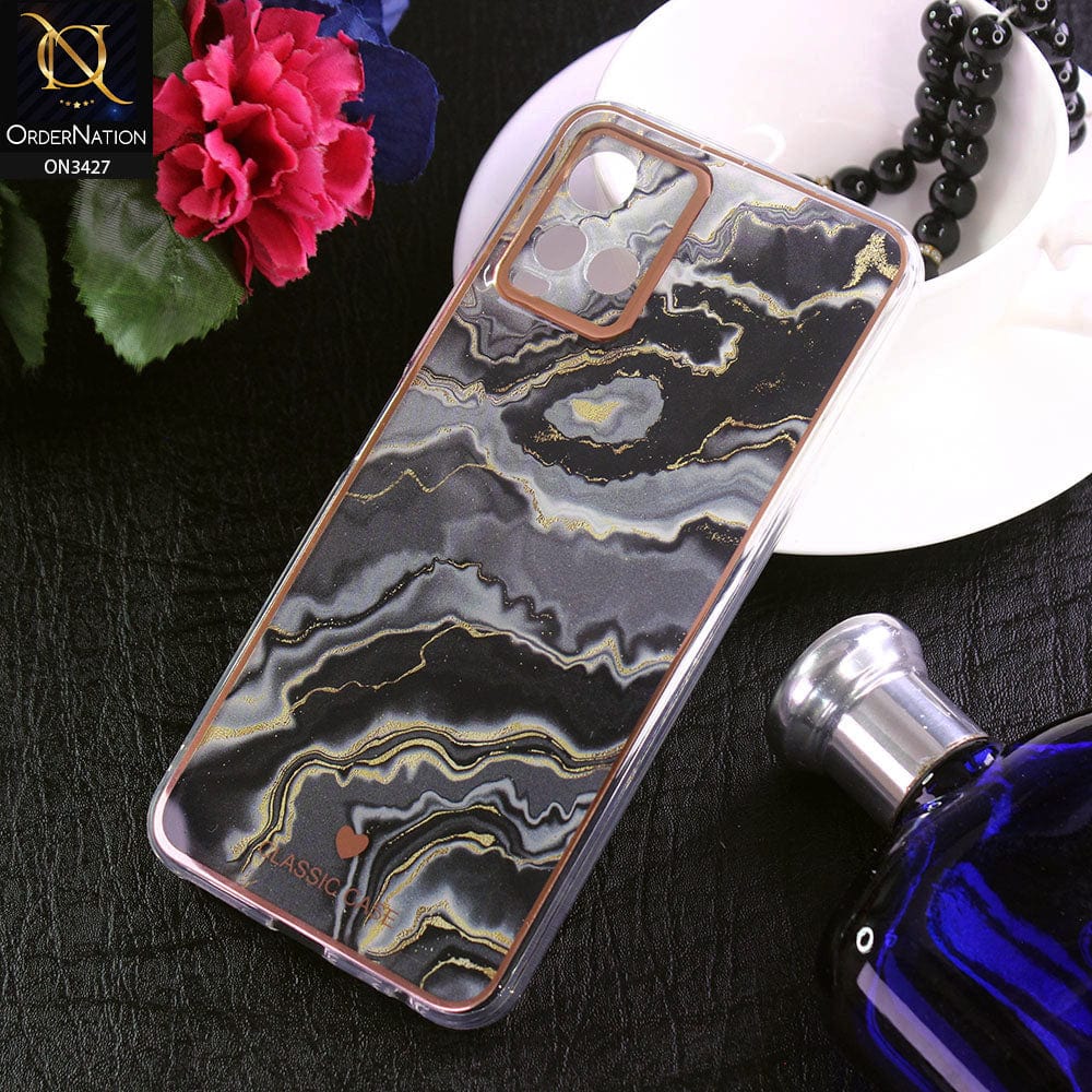 Vivo Y21t Cover - Design 3 - New Marble Series Acrylic With Electroplated Soft Borders Case