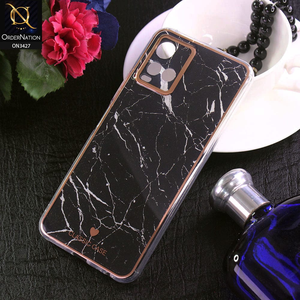 Vivo Y21 Cover - Design 4 - New Marble Series Acrylic With Electroplated Soft Borders Case
