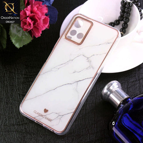 Vivo Y33s Cover - Design 6 - New Marble Series Acrylic With Electroplated Soft Borders Case