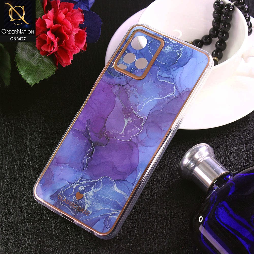 Vivo Y21e Cover - Design 7 - New Marble Series Acrylic With Electroplated Soft Borders Case
