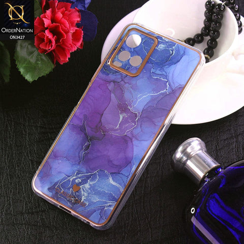 Vivo Y33t Cover - Design 7 - New Marble Series Acrylic With Electroplated Soft Borders Case