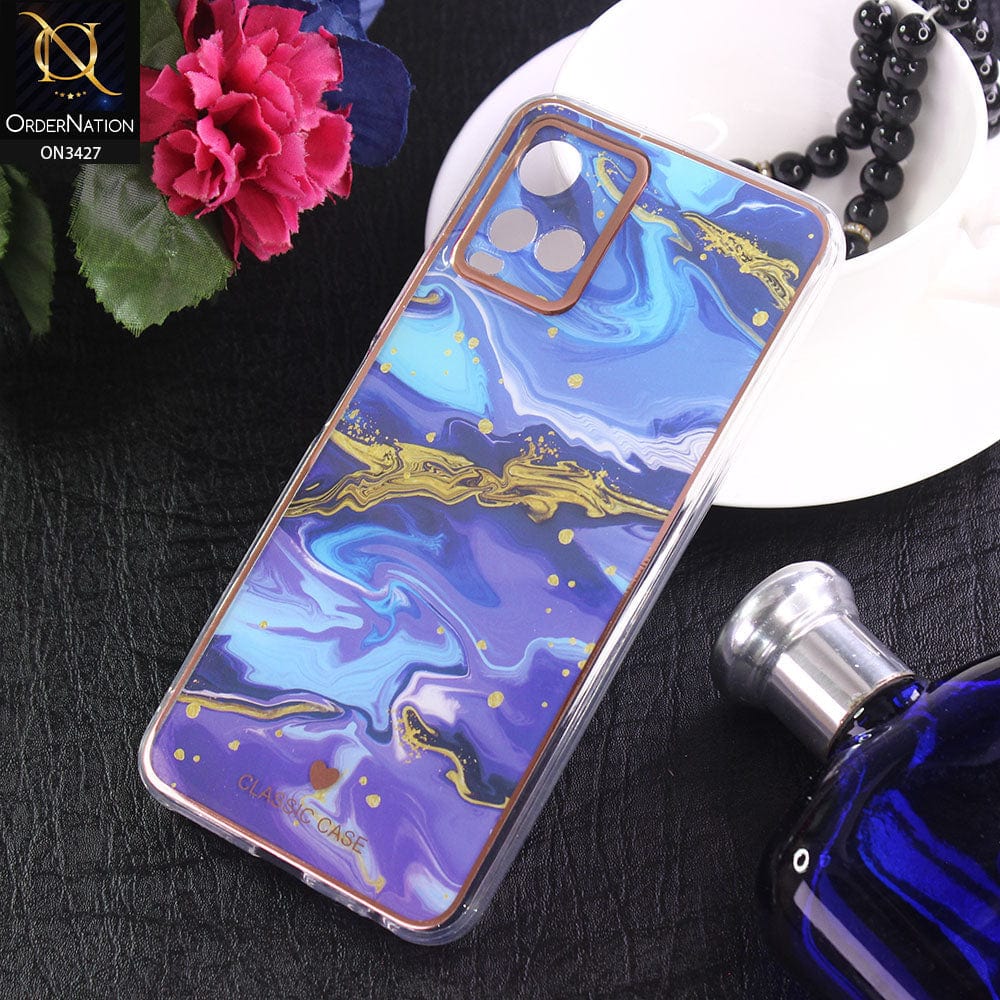 Vivo Y21 Cover - Design 8 - New Marble Series Acrylic With Electroplated Soft Borders Case