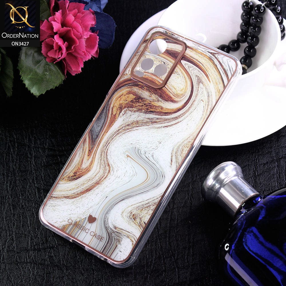 Vivo Y21s Cover - Design 9 - New Marble Series Acrylic With Electroplated Soft Borders Case
