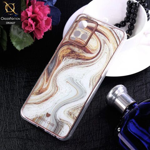 Vivo Y33t Cover - Design 9 - New Marble Series Acrylic With Electroplated Soft Borders Case