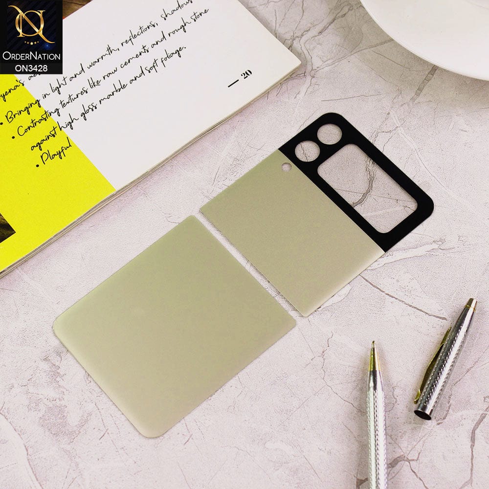 Samsung Galaxy Z Flip 3 5G Protector - Golden - Classy Ultra Thin Glassy Tempered Glass Back Protector