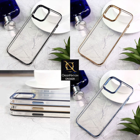 iPhone 12 Pro Max Cover - Siera Blue - Soft Silicone Color Edge Border Transparent Case